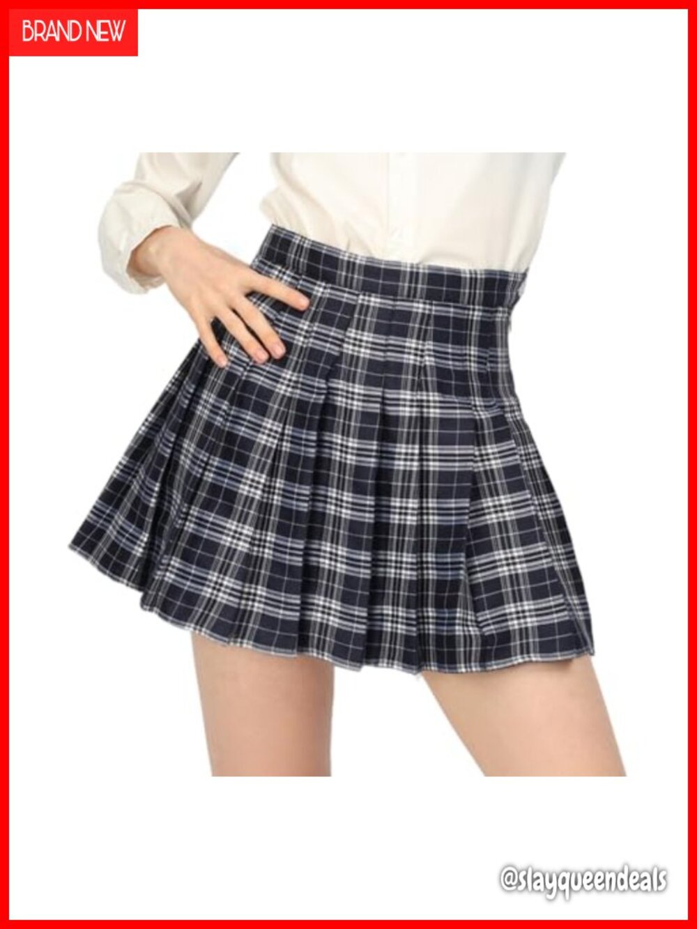 Pleated Plaid A-Line Mini Skirt with Shorts High Waist Skater Schoolgirl